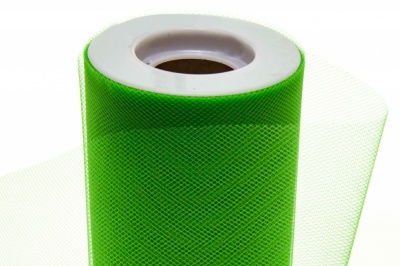 Фатин в шпульках 16-146, 10 гр/м2, шир. 15 см (в нам. 25+/-1 м), цвет зелёный - купить в Смоленске. Цена: 100.69 руб.