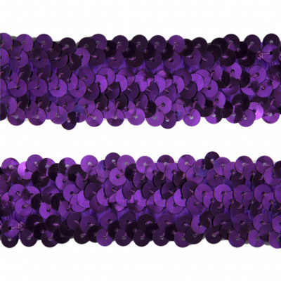 Тесьма с пайетками 12, шир. 30 мм/уп. 25+/-1 м, цвет фиолет - купить в Смоленске. Цена: 1 098.48 руб.
