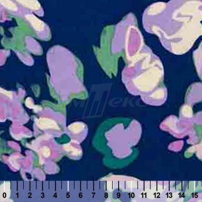 Штапель принт (100% вискоза) D4,C3, 110 гр/м2, шир.140см, принт цветы/василёк - купить в Смоленске. Цена 343 руб.