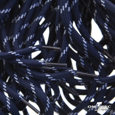 Шнурки #107-19, круглые 130 см, двухцветные цв.тём.синий/белый - купить в Смоленске. Цена: 22.14 руб.