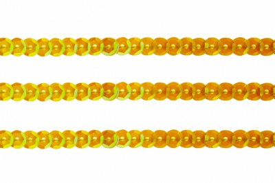 Пайетки "ОмТекс" на нитях, CREAM, 6 мм С / упак.73+/-1м, цв. 92 - золото - купить в Смоленске. Цена: 484.77 руб.