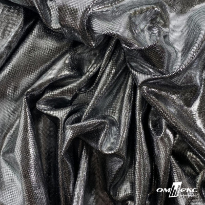 Трикотажное полотно голограмма, шир.140 см, #602 -чёрный/серебро - купить в Смоленске. Цена 385.88 руб.
