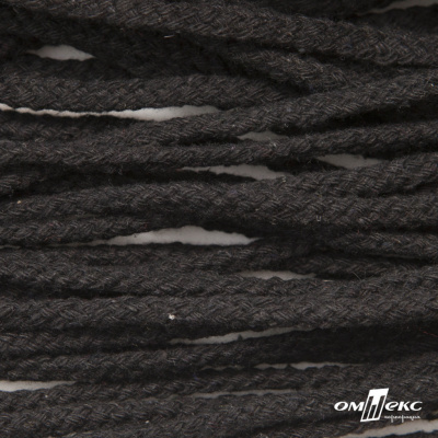 Шнур плетеный d-6 мм круглый, 70% хлопок 30% полиэстер, уп.90+/-1 м, цв.1078-черный - купить в Смоленске. Цена: 594 руб.