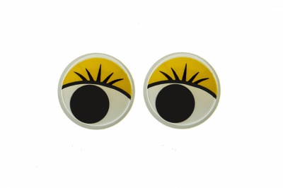 Глазки для игрушек, круглые, с бегающими зрачками, 12 мм/упак.50+/-2 шт, цв. -желтый - купить в Смоленске. Цена: 95.04 руб.