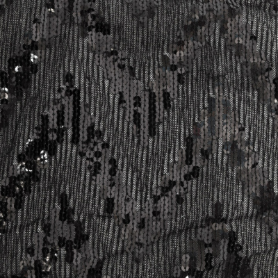 Трикотажное полотно с пайетками, шир.130 см, #311-бахрома чёрная - купить в Смоленске. Цена 1 183.35 руб.