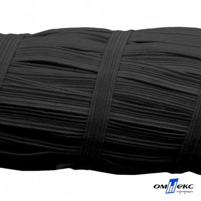 Резиновые нити с текстильным покрытием, шир. 6 мм (55 м/уп), цв.-черный - купить в Смоленске. Цена: 210.75 руб.