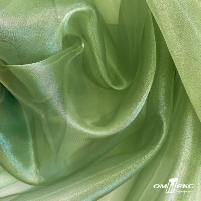 Ткань органза, 100% полиэстр, 28г/м2, шир. 150 см, цв. #27 зеленый - купить в Смоленске. Цена 86.24 руб.