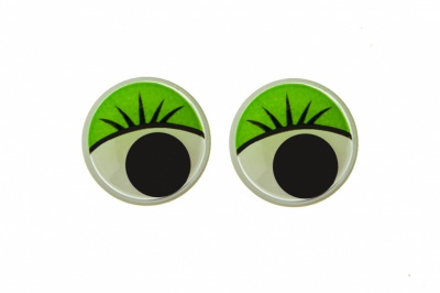Глазки для игрушек, круглые, с бегающими зрачками, 15 мм/упак.50+/-2 шт, цв. -зеленый - купить в Смоленске. Цена: 113.01 руб.