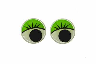 Глазки для игрушек, круглые, с бегающими зрачками, 12 мм/упак.50+/-2 шт, цв. -зеленый - купить в Смоленске. Цена: 95.04 руб.