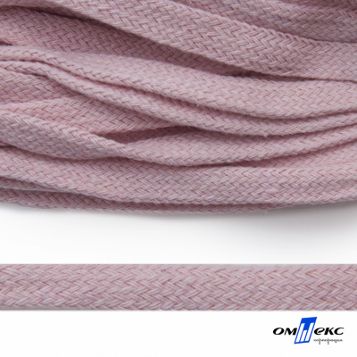 Шнур плетеный d-8 мм плоский, 70% хлопок 30% полиэстер, уп.85+/-1 м, цв.1019-св.розовый - купить в Смоленске. Цена: 735 руб.