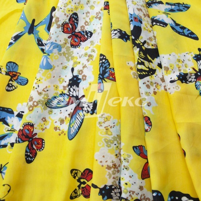 Плательная ткань "Софи" 7.2, 75 гр/м2, шир.150 см, принт бабочки - купить в Смоленске. Цена 243.96 руб.